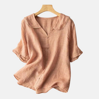 Camisa vintage para mujer con cuello de muñeca y botones