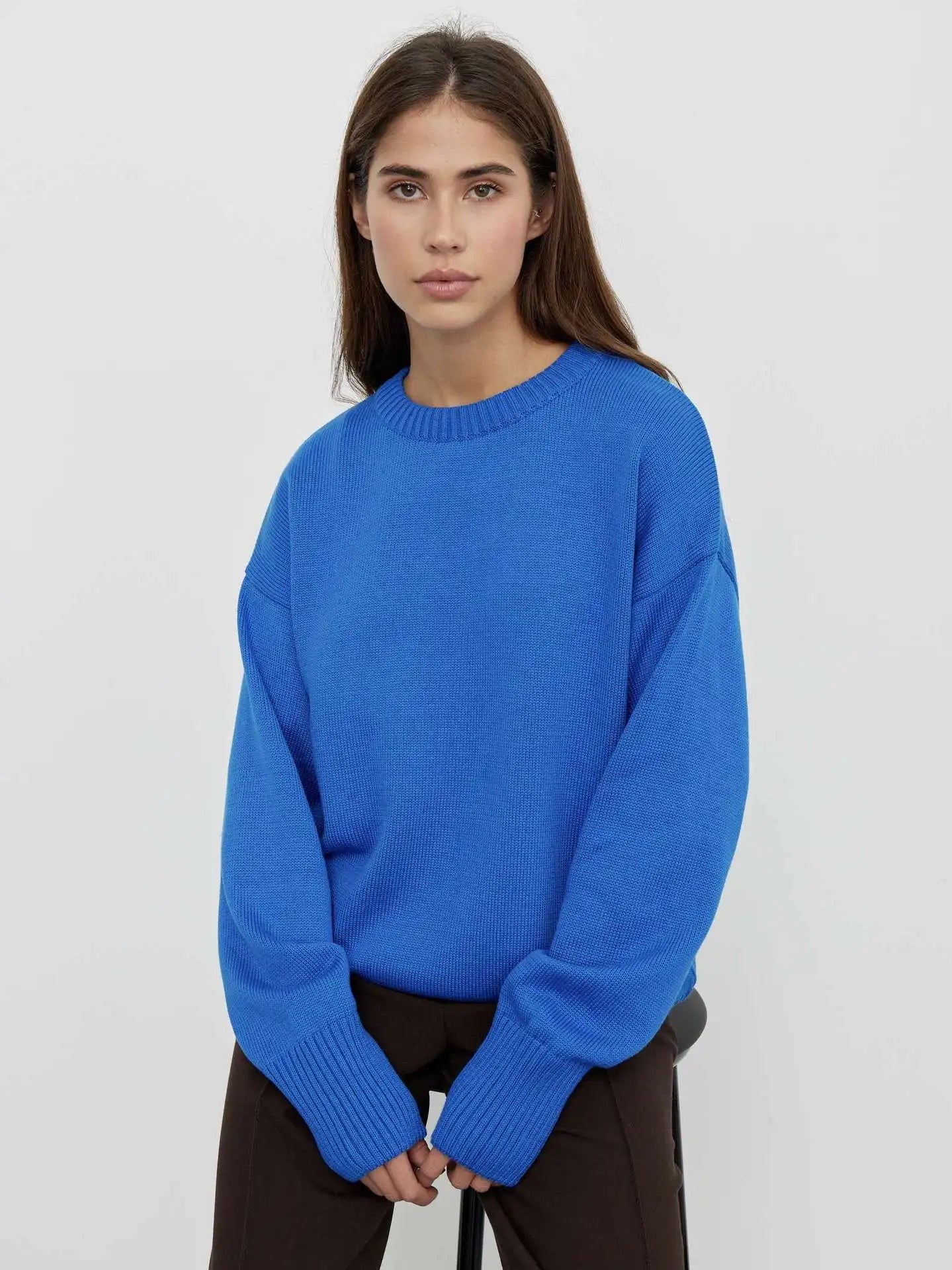 Davy | Women's Crew Neck Sweater with Ribbed Cuffs