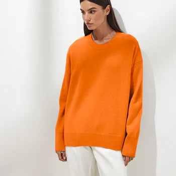 Davy | Women's Crew Neck Sweater with Ribbed Cuffs