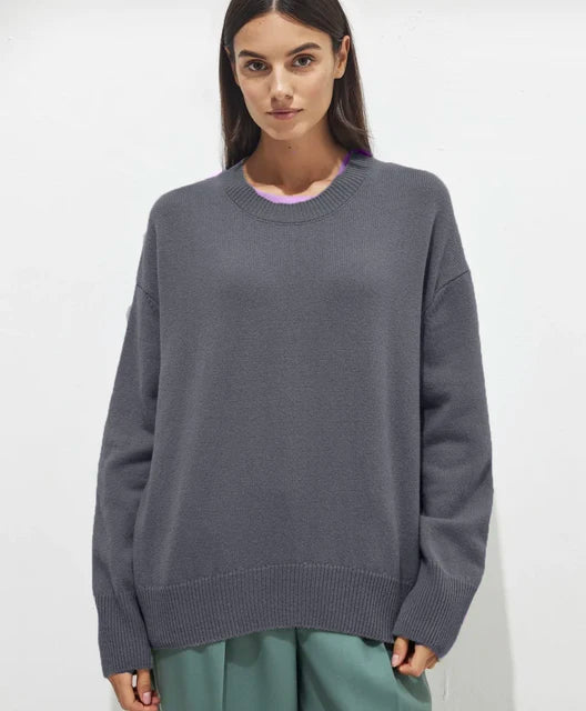Davy | Women's Crew Neck Sweater with Ribbed Cuffs