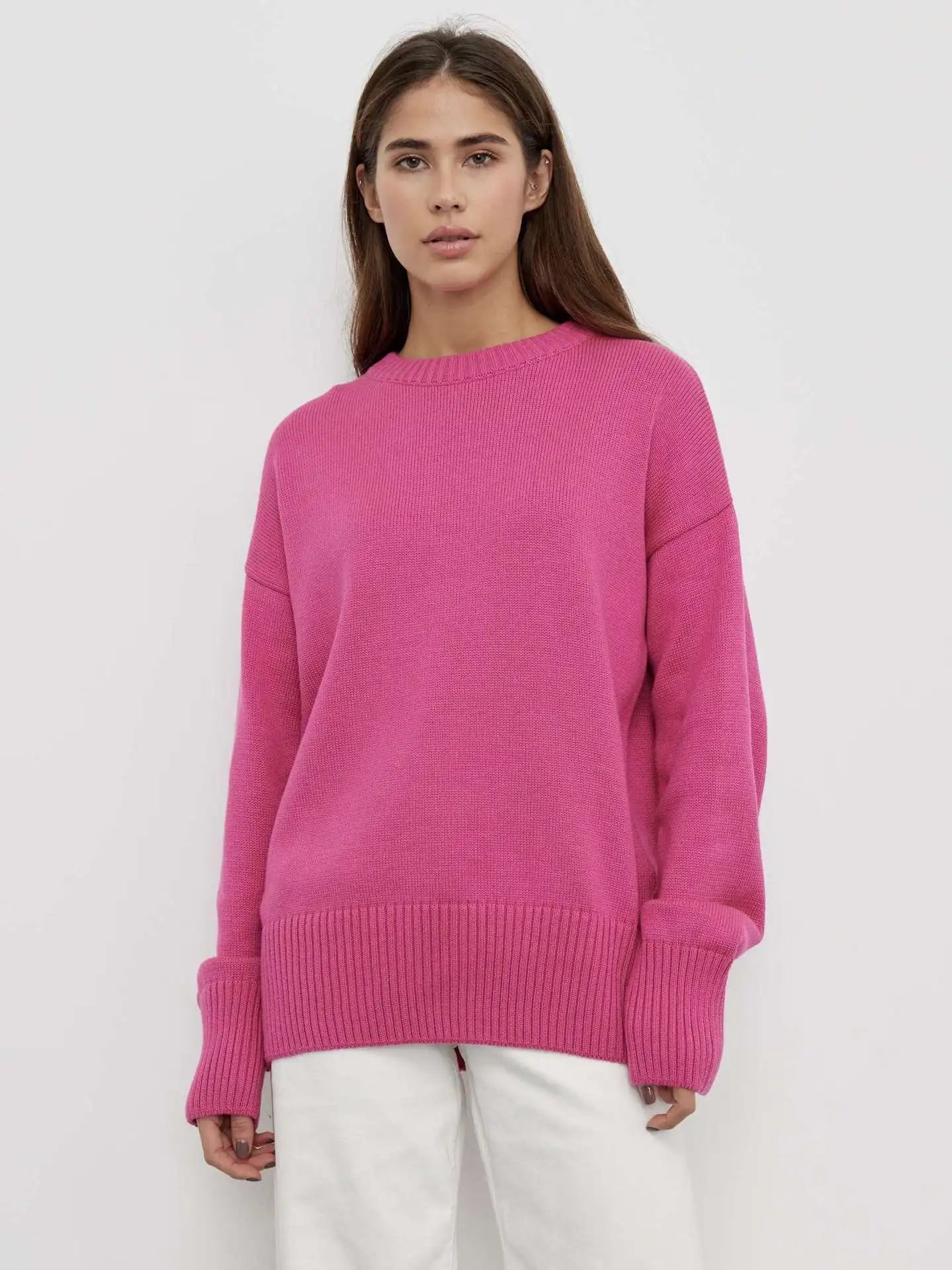 Davy | Women's Crew Neck Sweater with Ribbed Cuffs