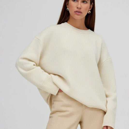 Davy | Women's Crew Neck Sweater with Ribbed Cuffs