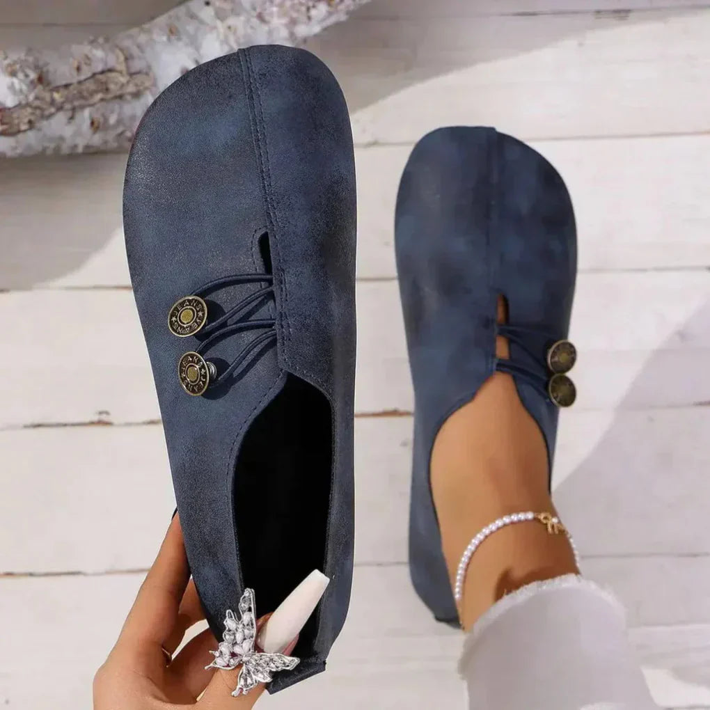 Davy | Women's Flat Shoes with Button Detail