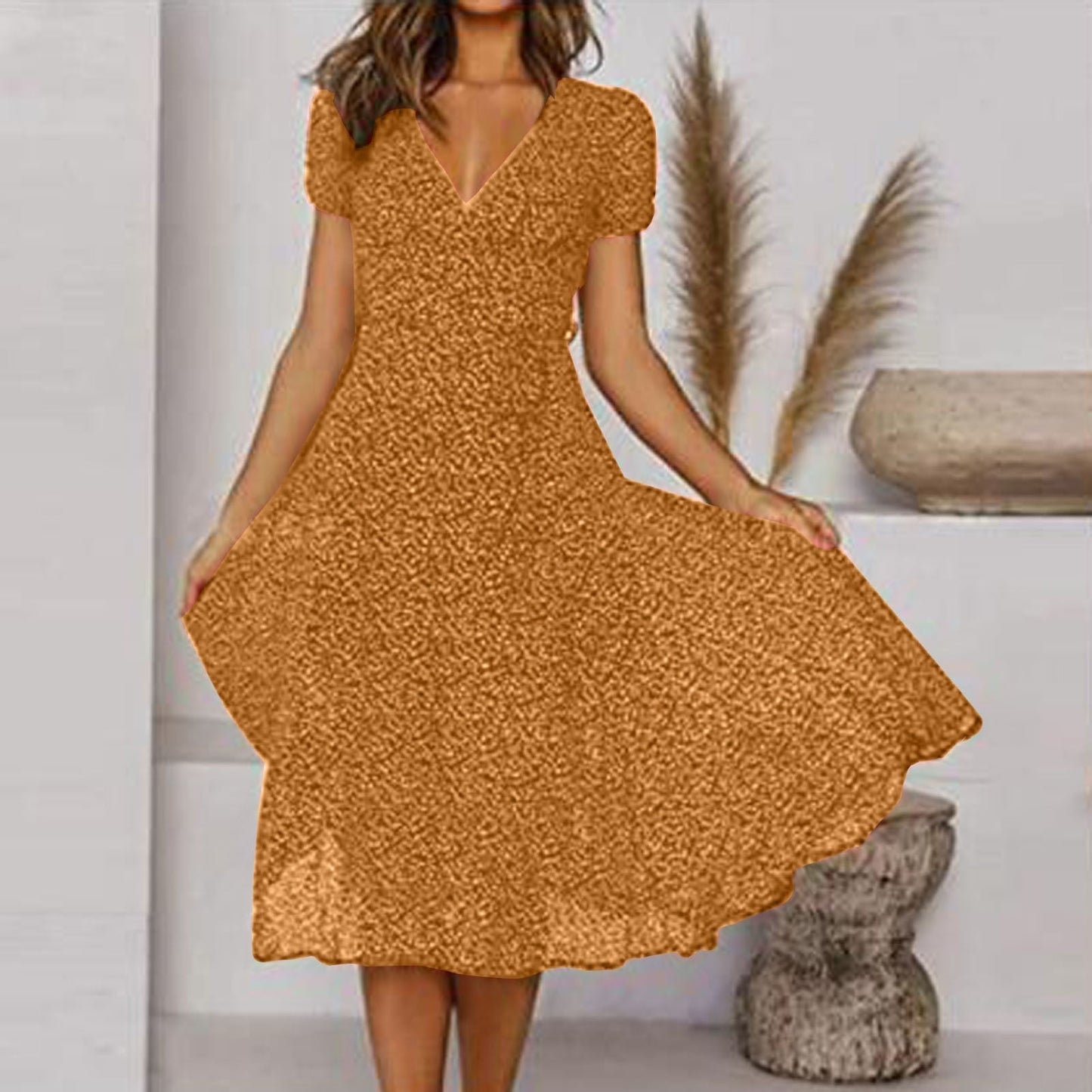 Davy | Women's Floral A-line V-neck Midi Dress