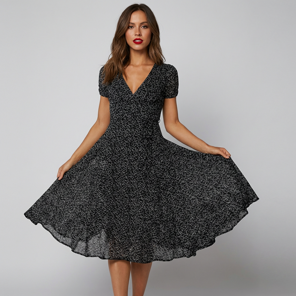 Davy | Women's Floral A-line V-neck Midi Dress