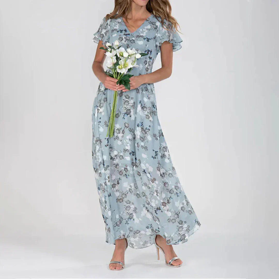 Davy | Women's Floral Maxi Dress with Butterfly Sleeves