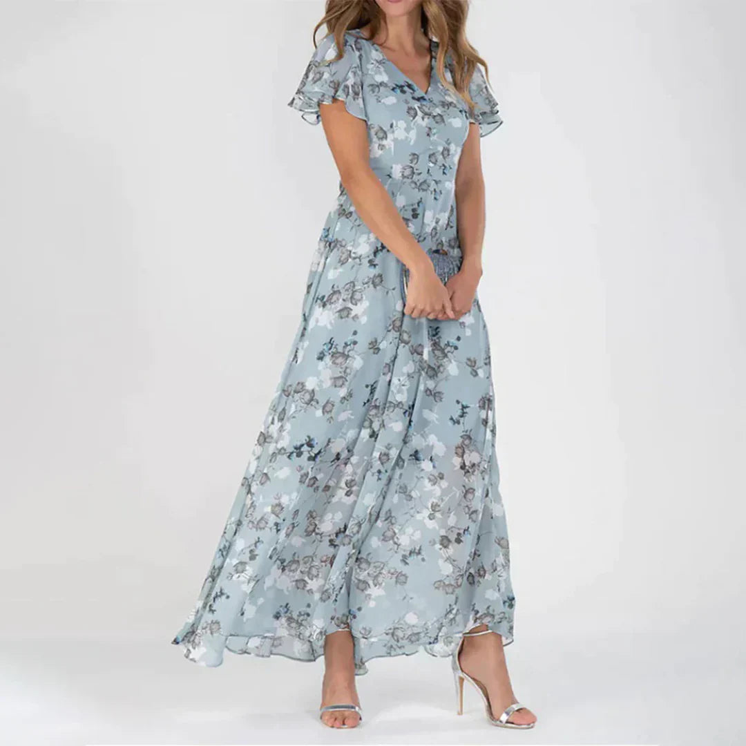 Davy | Women's Floral Maxi Dress with Butterfly Sleeves