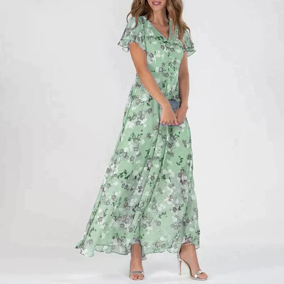 Davy | Women's Floral Maxi Dress with Butterfly Sleeves