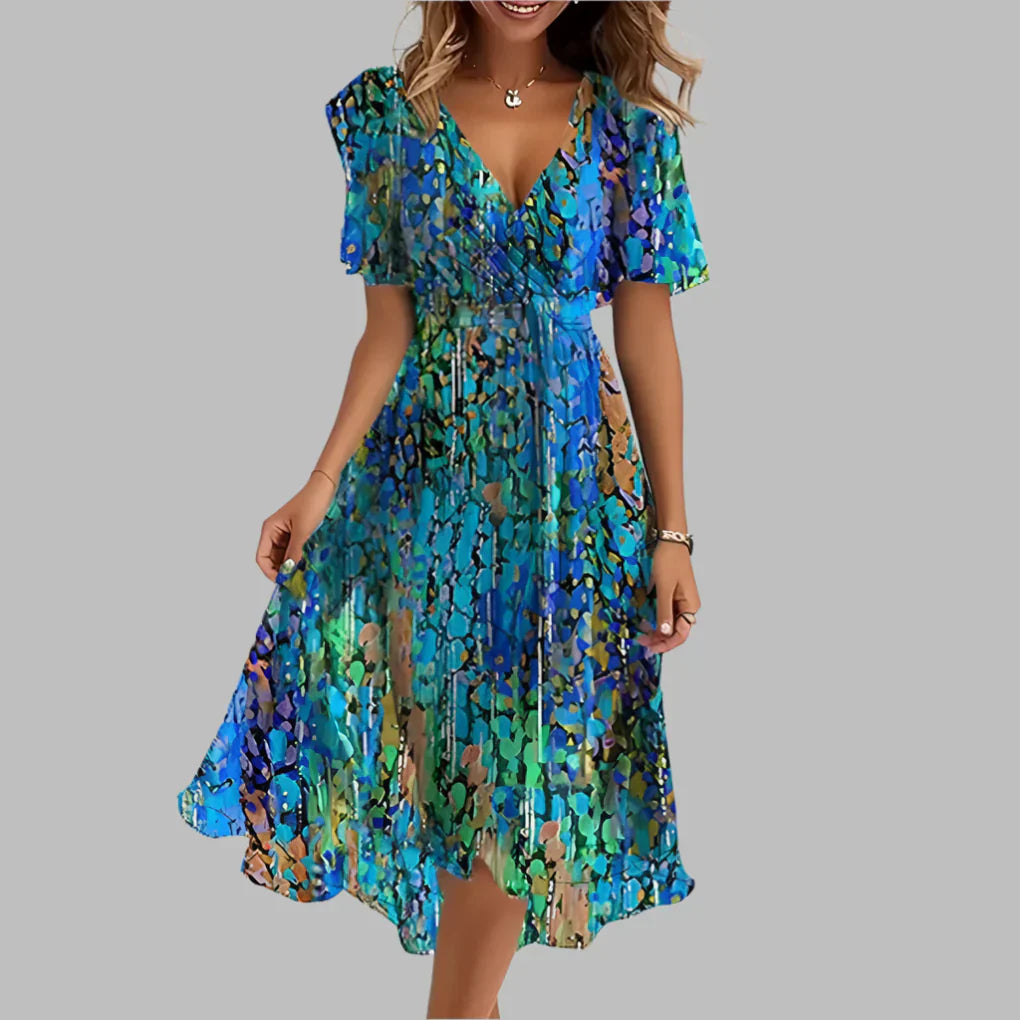 Davy | Women's Floral V-Neck Midi Dress