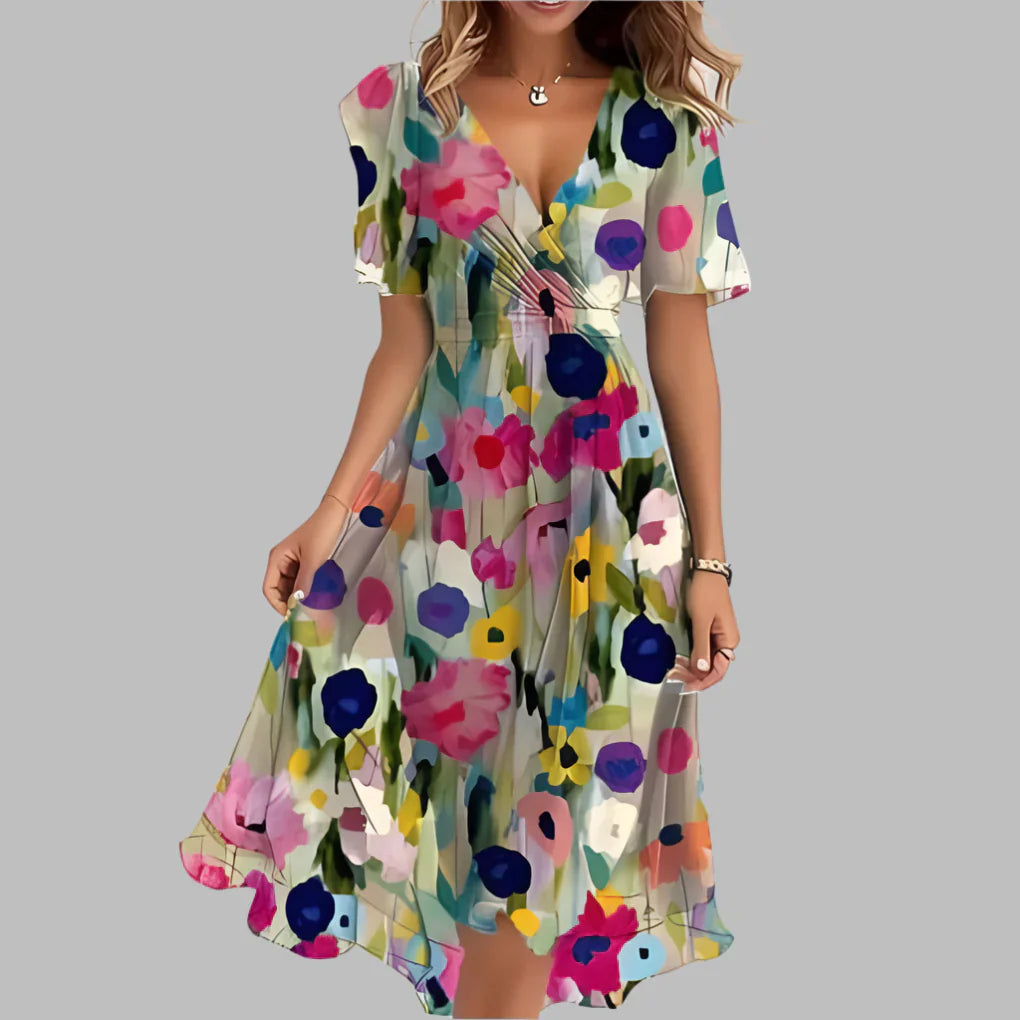 Davy | Women's Floral V-Neck Midi Dress