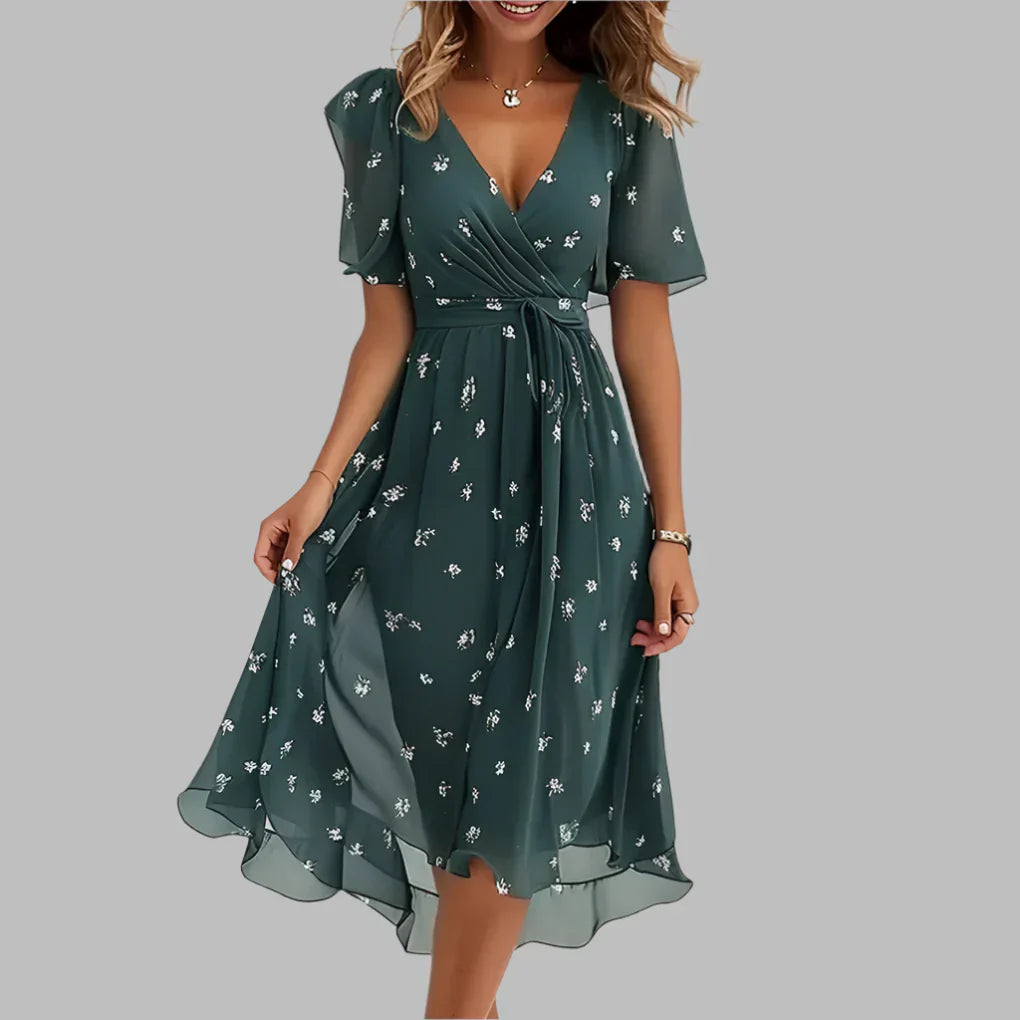 Davy | Women's Floral V-Neck Midi Dress
