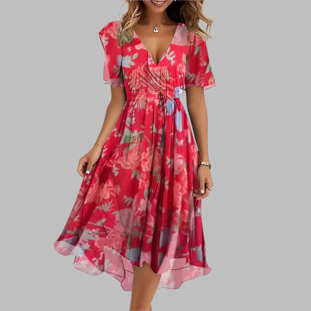 Davy | Women's Floral V-Neck Midi Dress