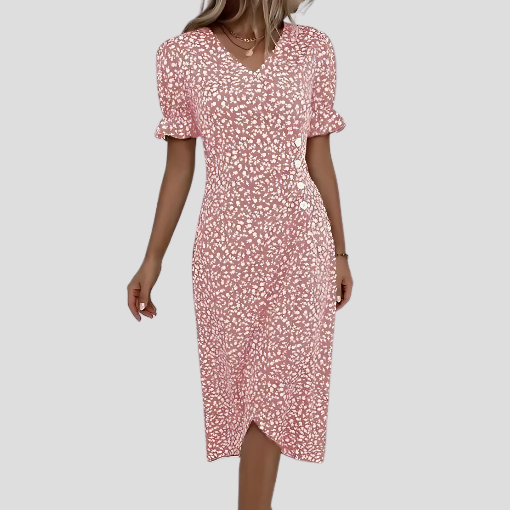 Davy | Women's Floral Wrap Midi Dress with Buttons