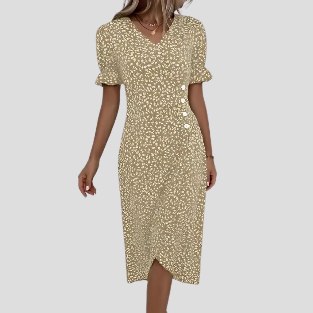 Davy | Women's Floral Wrap Midi Dress with Buttons