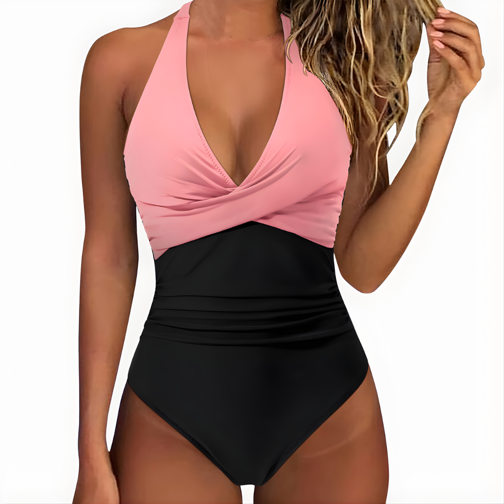 Davy | Women's Halter Neck One-Piece Swimsuit with Twist Front