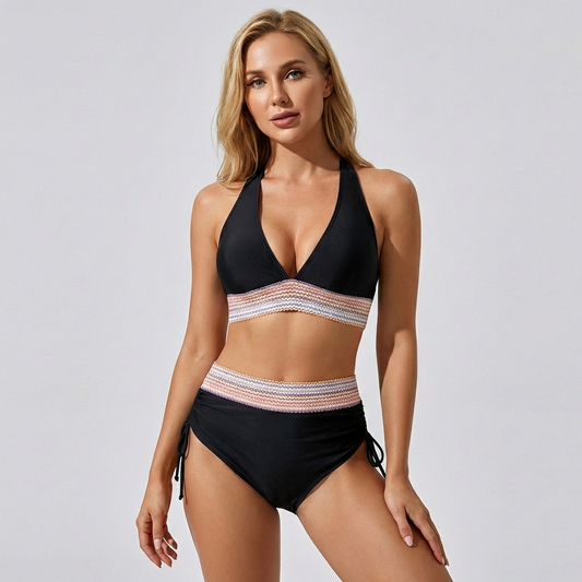 Davy | Women's High-Waisted Bikini with Textured Waistband