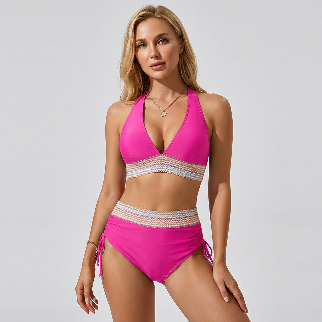 Davy | Women's High-Waisted Bikini with Textured Waistband