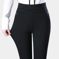 Pantalones de Cintura Alta con Rayas y Elasticidad para Mujer