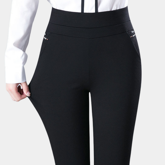 Davy | Women's High Waisted Stretchy Pants with Pinstripes