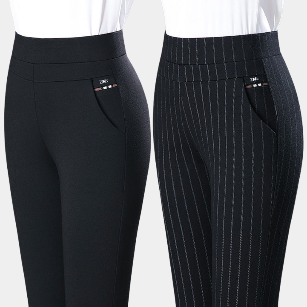 Davy | Women's High Waisted Stretchy Pants with Pinstripes