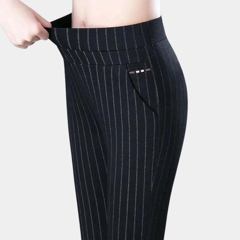 Davy | Women's High Waisted Stretchy Pants with Pinstripes
