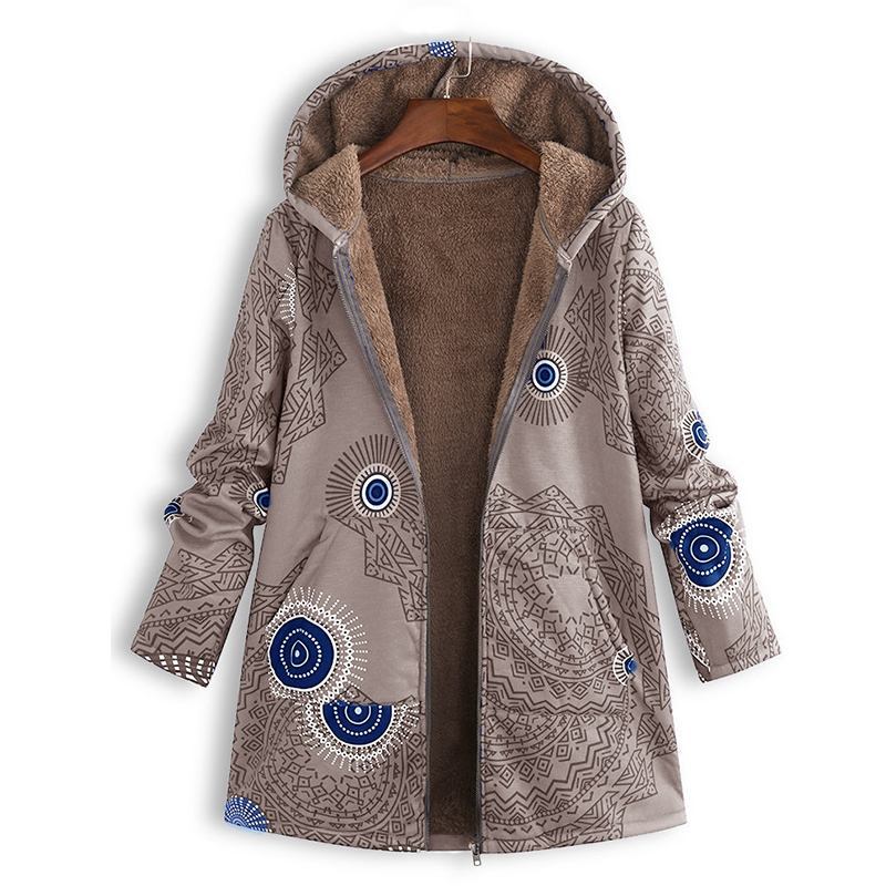 Davy | Women's Hooded Fleece Lined Coat - Floral