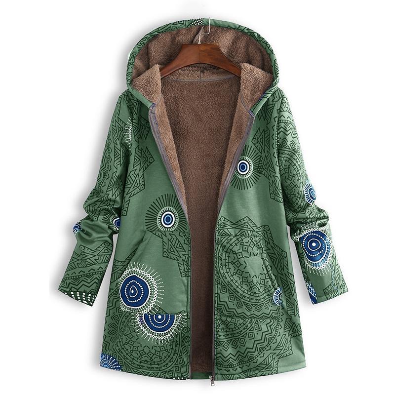 Davy | Women's Hooded Fleece Lined Coat - Floral