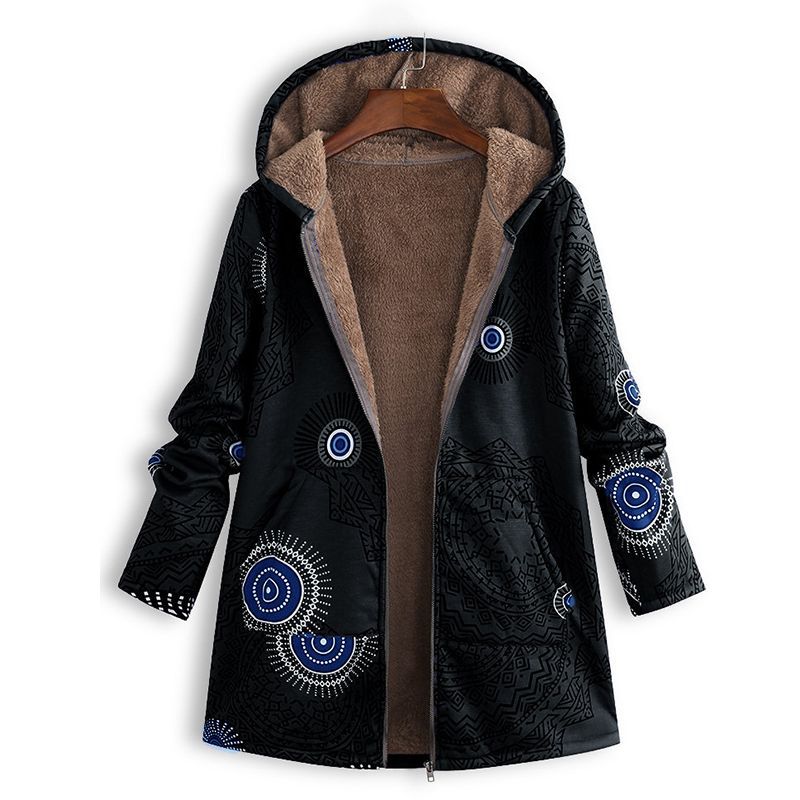 Davy | Women's Hooded Fleece Lined Coat - Floral