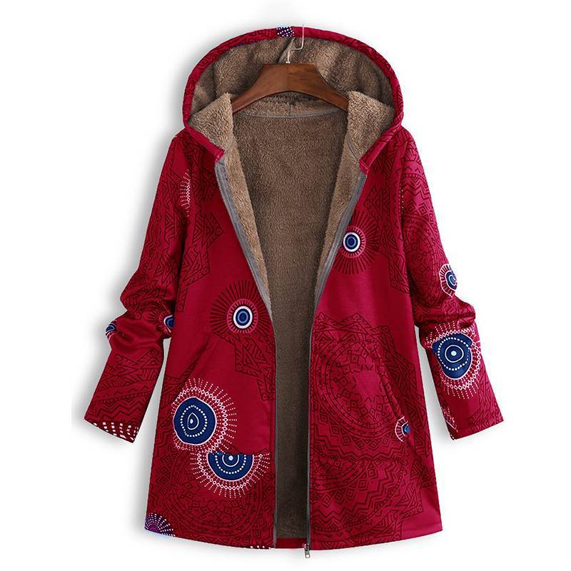 Davy | Women's Hooded Fleece Lined Coat - Floral