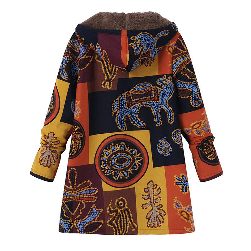 Davy | Women's Hooded Fleece Lined Coat - Floral