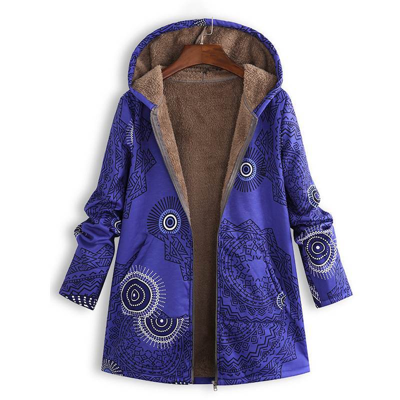 Davy | Women's Hooded Fleece Lined Coat - Floral
