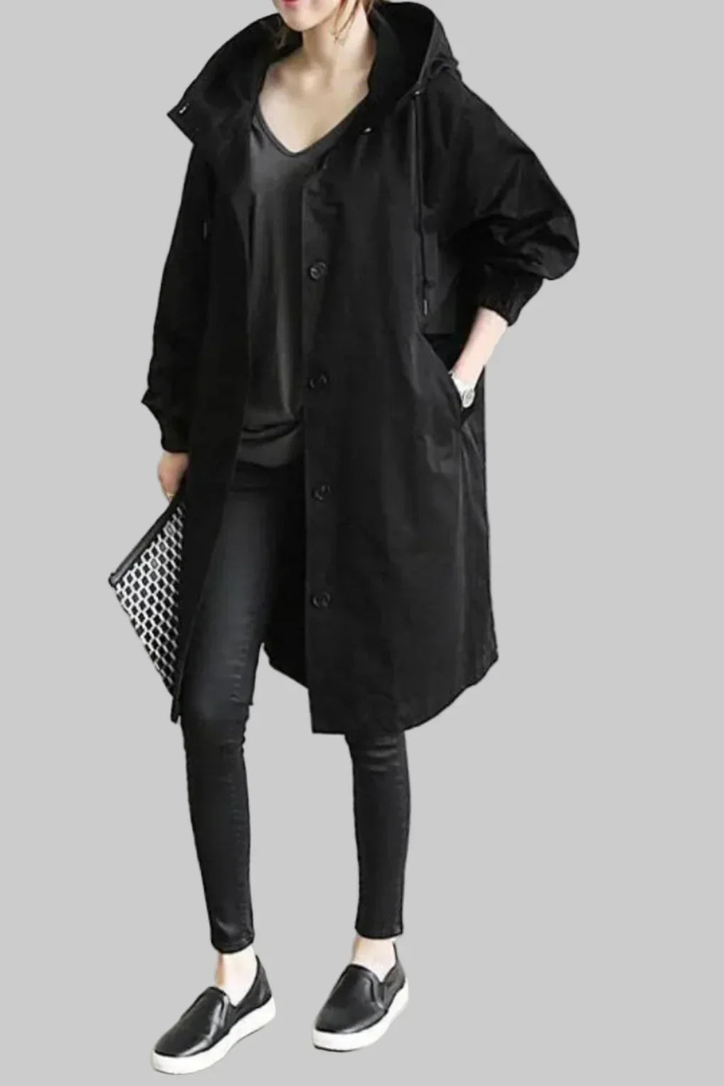 Davy | Women's Hooded Trench Coat - Oversized Relaxed Fit