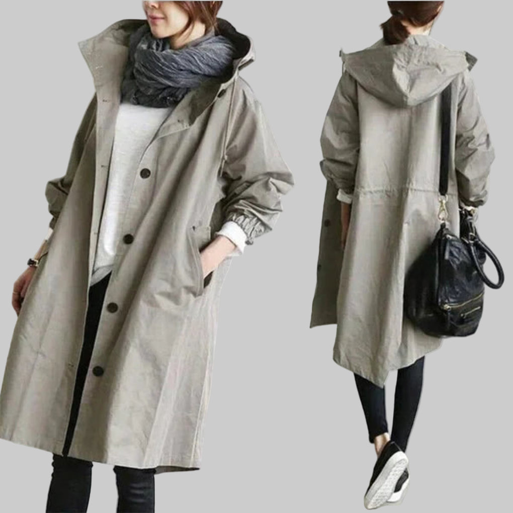 Davy | Women's Hooded Trench Coat - Oversized Relaxed Fit