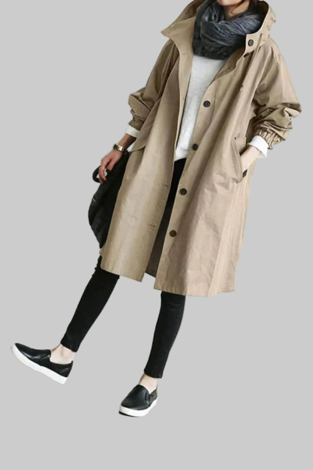 Davy | Women's Hooded Trench Coat - Oversized Relaxed Fit