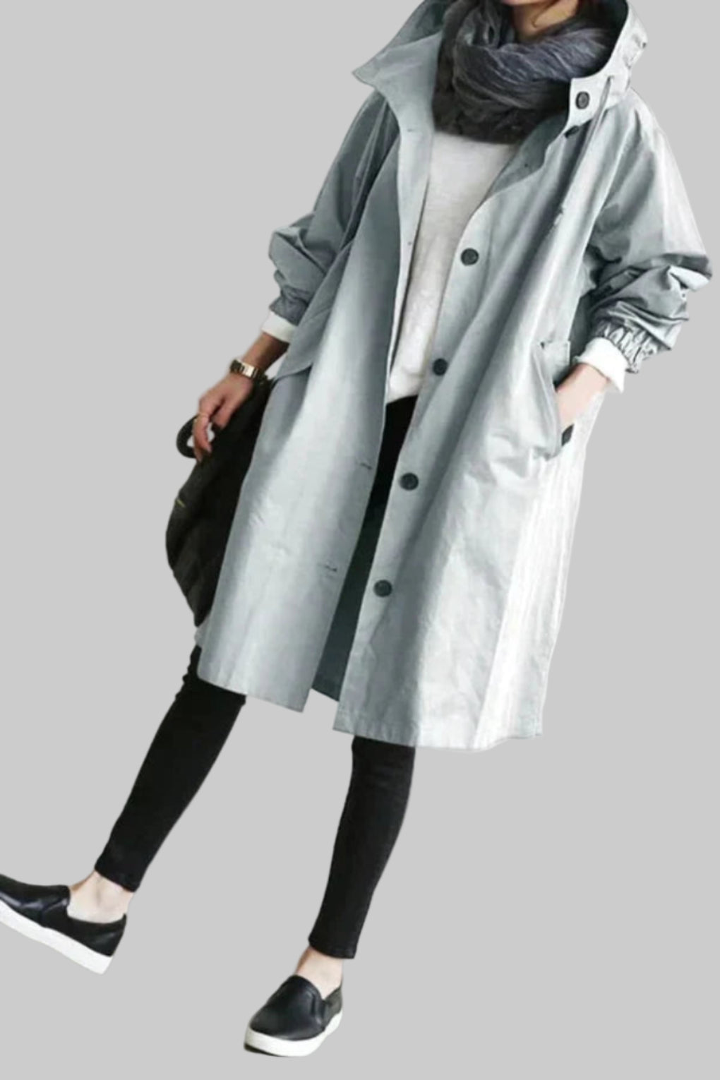 Davy | Women's Hooded Trench Coat - Oversized Relaxed Fit