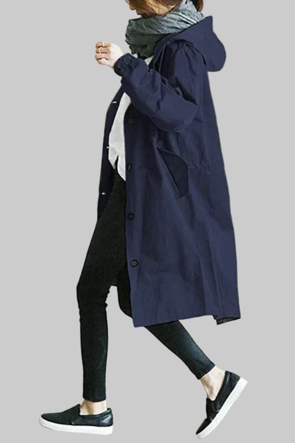 Davy | Women's Hooded Trench Coat - Oversized Relaxed Fit