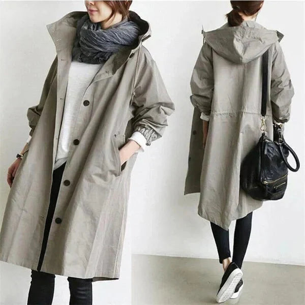 Davy | Women's Hooded Trench Coat - Oversized Relaxed Fit