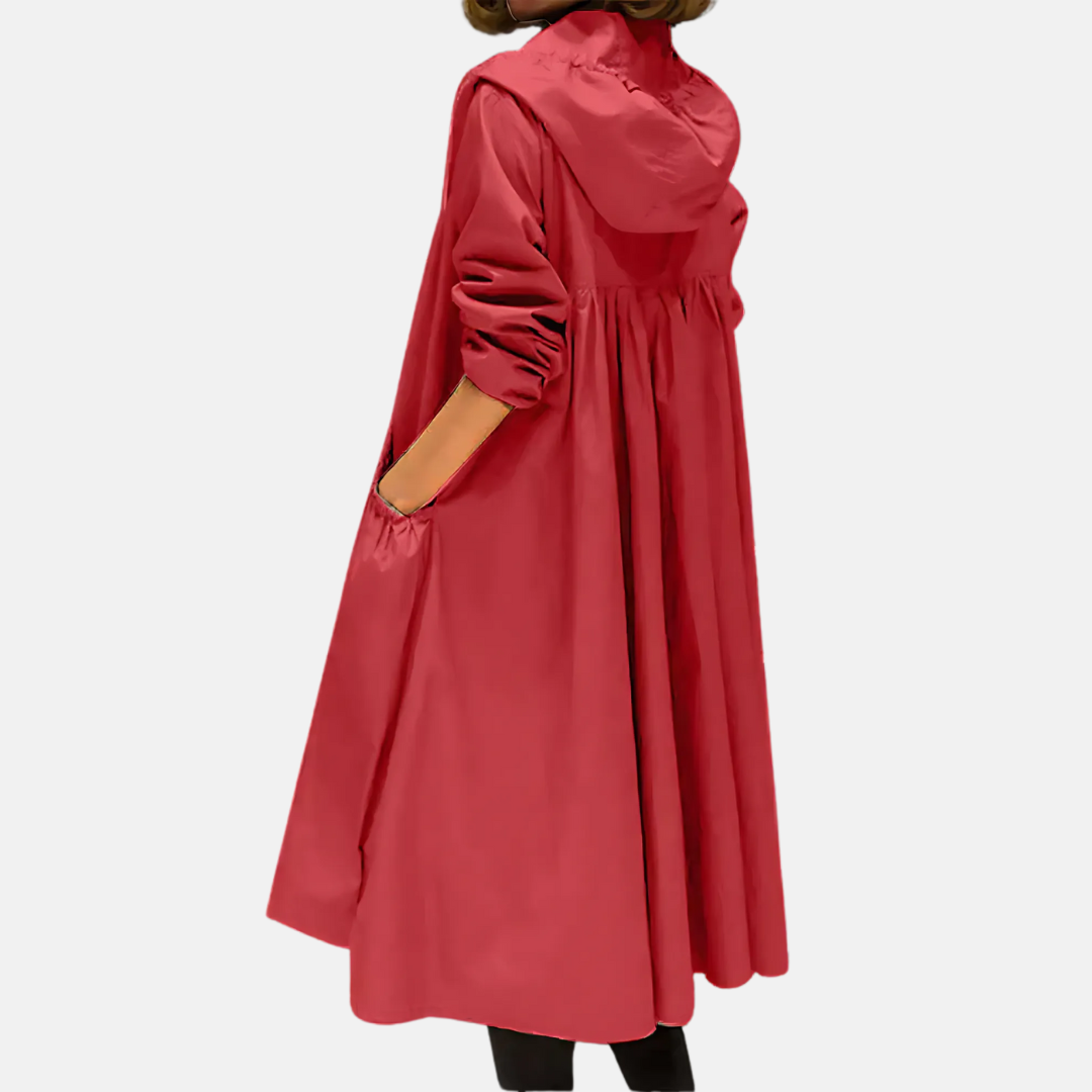 Davy | Women's Knee Length Hooded Rain Jacket