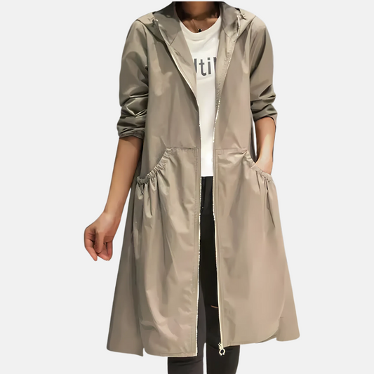 Davy | Women's Knee Length Hooded Rain Jacket