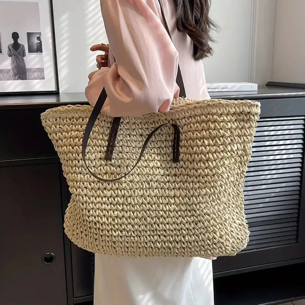 Davy | Women's Large Woven Tote Bag - Casual Everyday Bag