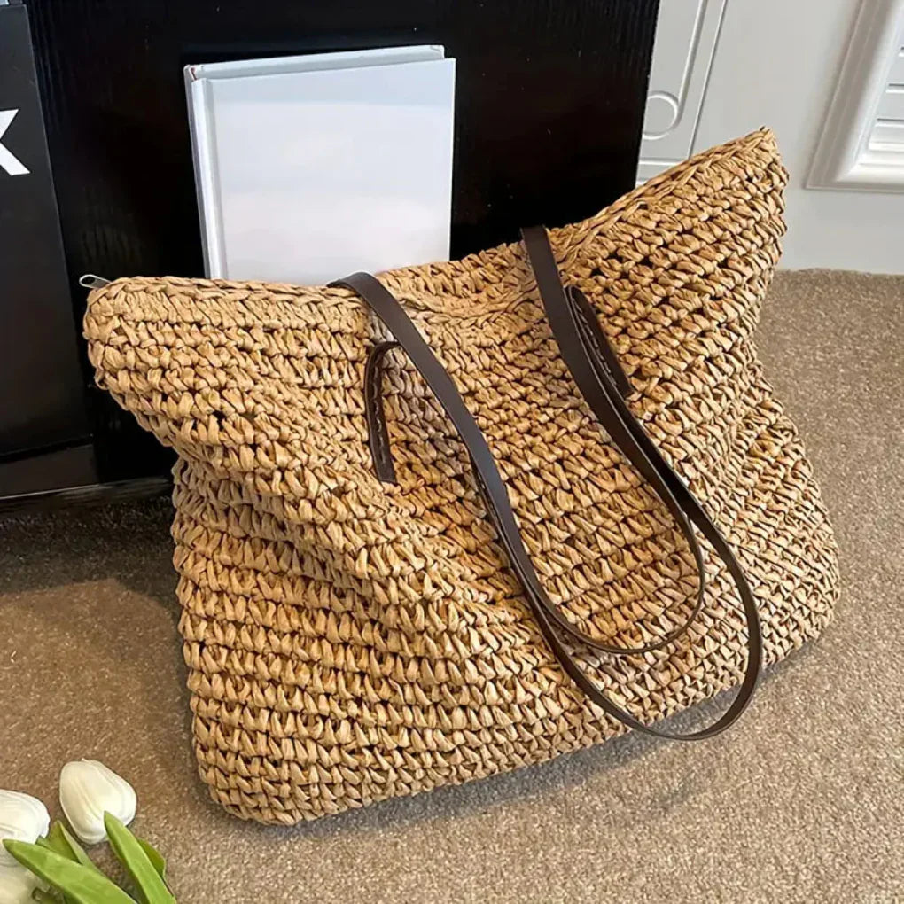 Davy | Women's Large Woven Tote Bag - Casual Everyday Bag