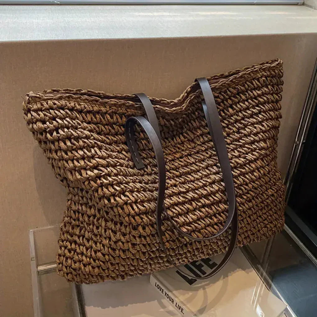 Davy | Women's Large Woven Tote Bag - Casual Everyday Bag
