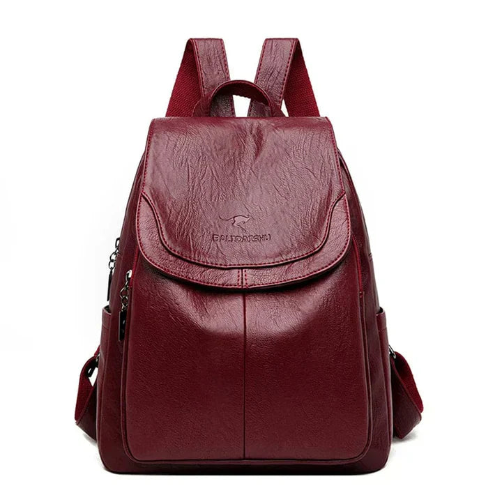 Davy | Women's Leather Backpack with Flap Closure
