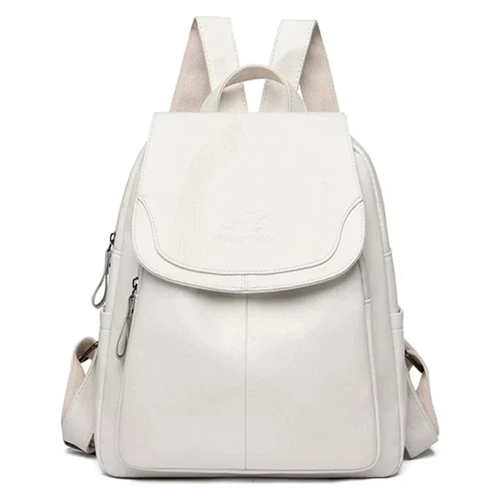 Davy | Women's Leather Backpack with Flap Top