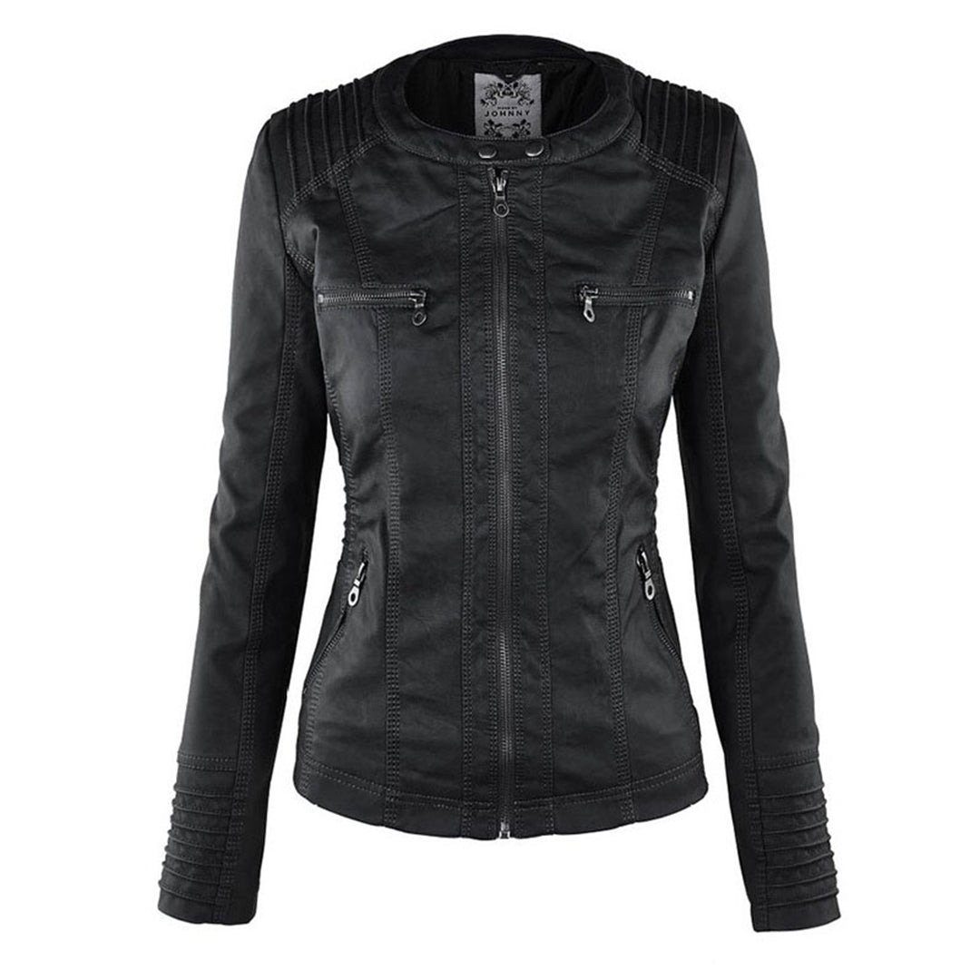 Davy - Women's Leather Jacket with Hood