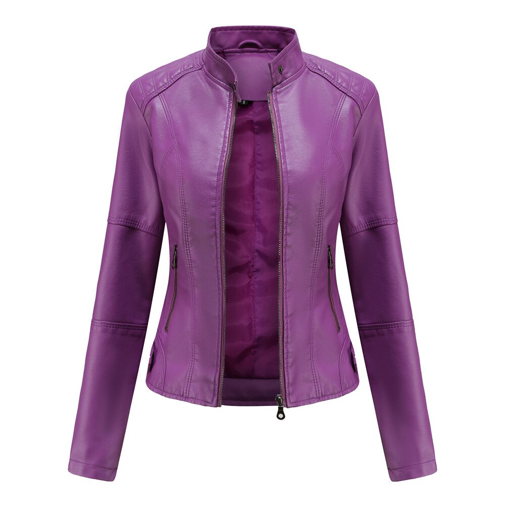 Davy Women's Leather Jacket with Mao