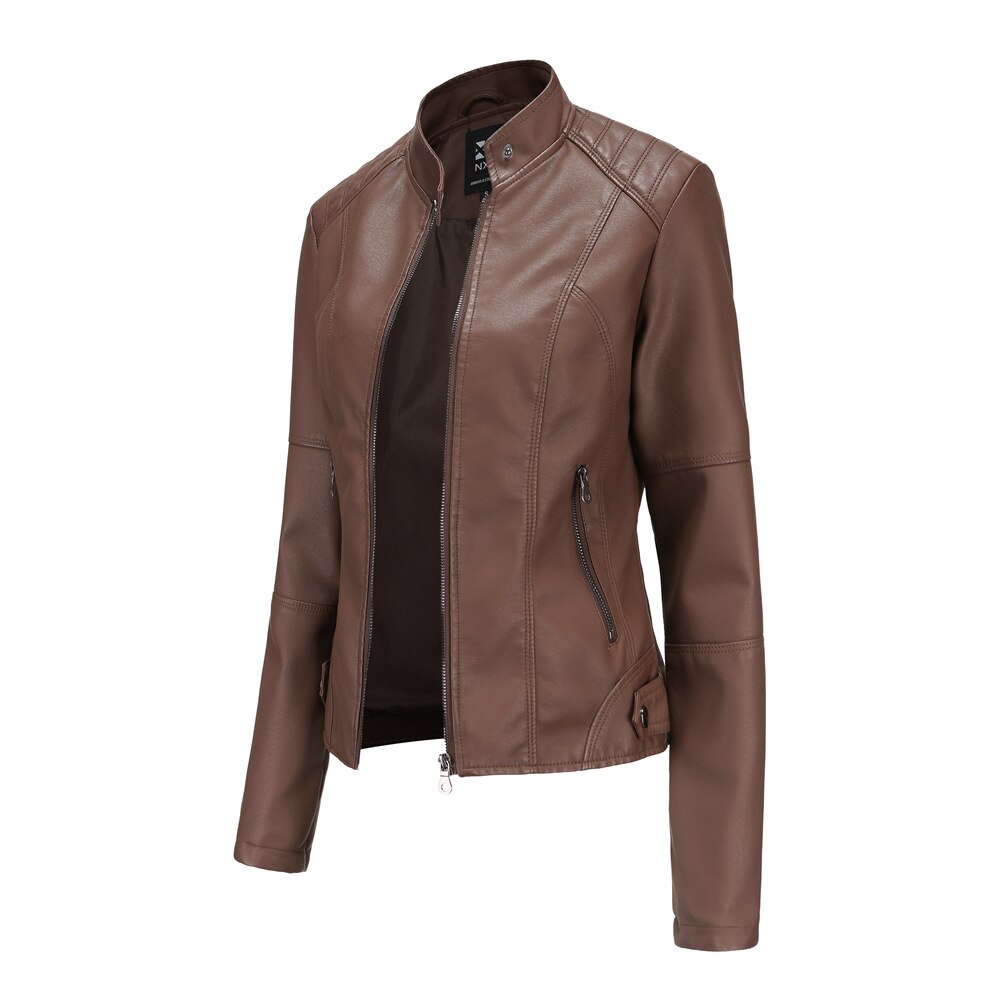 Davy Women's Leather Jacket with Mao
