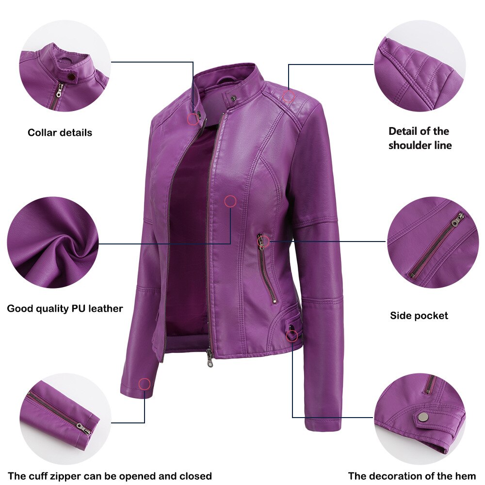 Davy Women's Leather Jacket with Mao