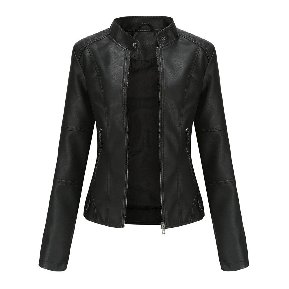 Davy Women's Leather Jacket with Mao