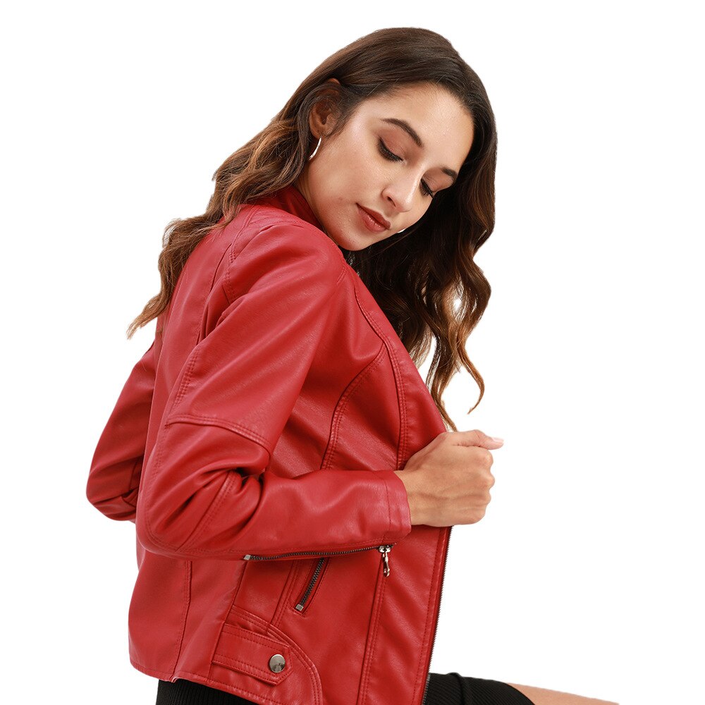 Davy Women's Leather Jacket with Mao